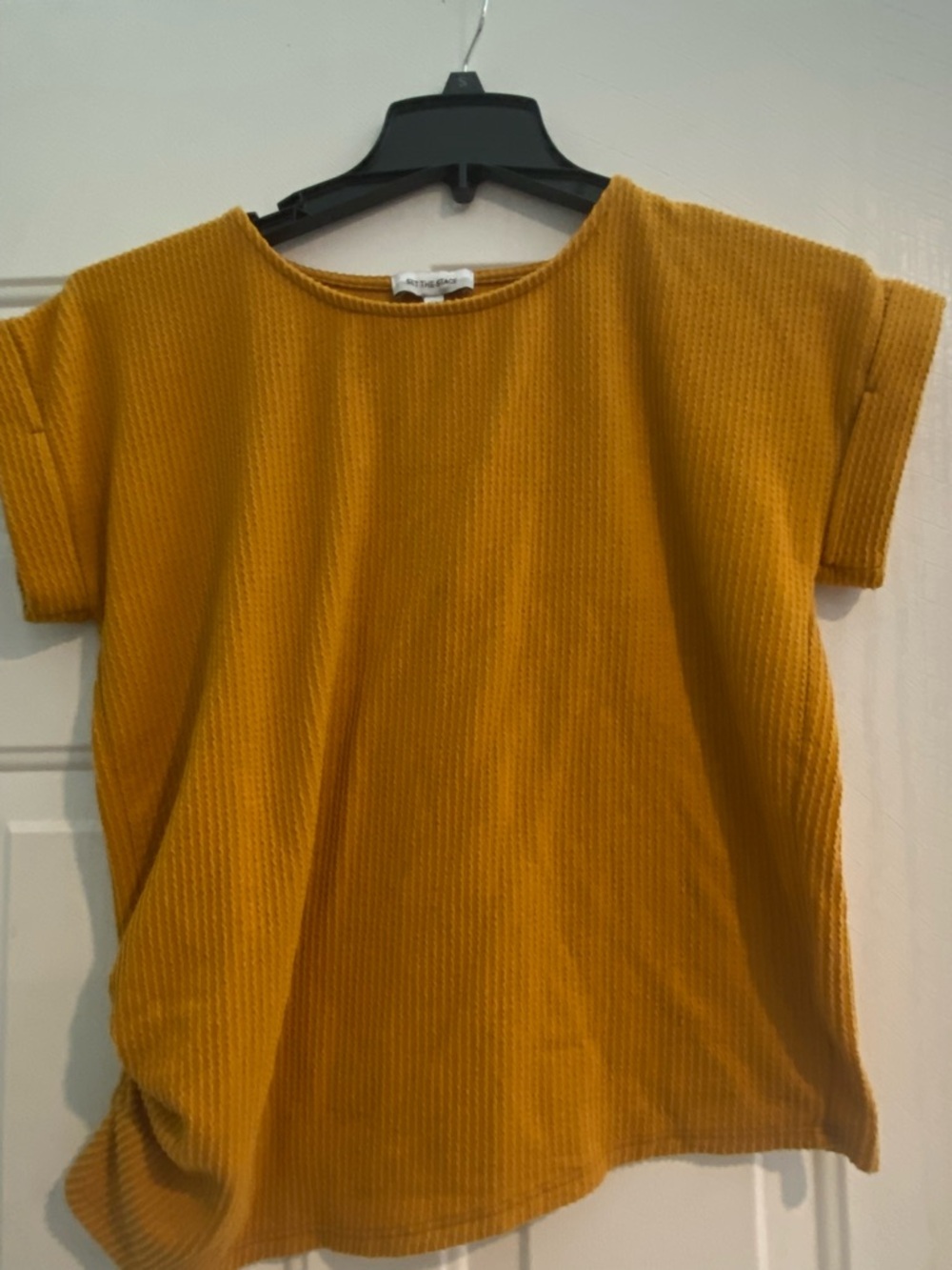 Mustard Ribbed Short Sleeve Top